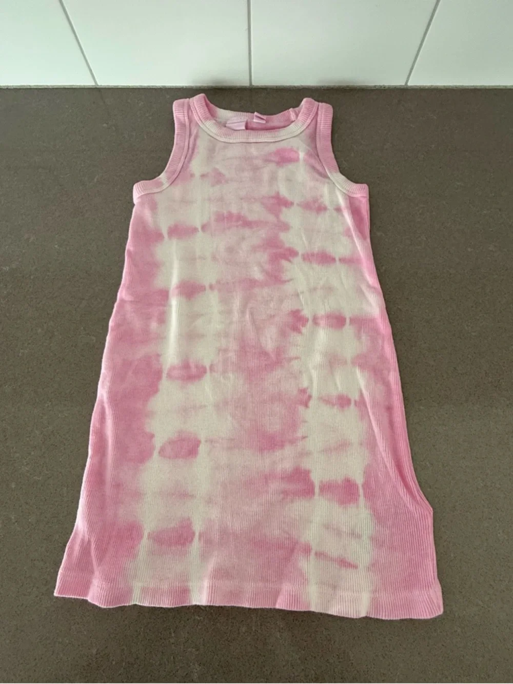 NWOT Girl XS (4) Gap Rib Pink & White Tye Die Tank Dress New